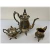 Image 6 : BAROQUE BY WALLACE VINTAGE SILVER 3 PIECE TEA SET - SILVERPLATE