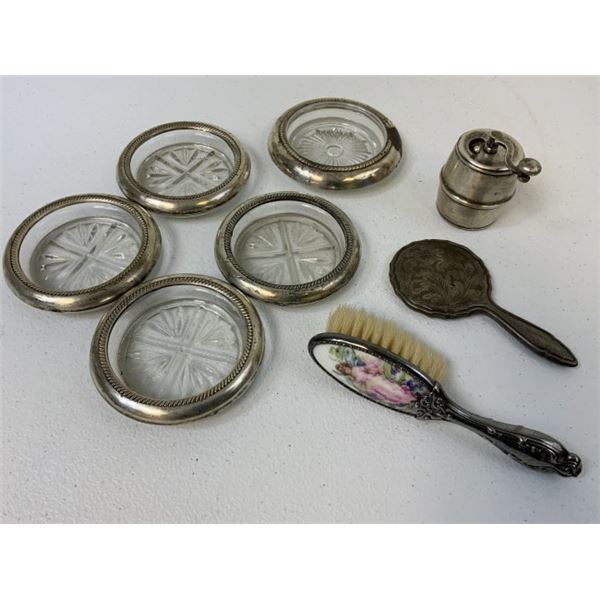 ANTIQUE SILVER AND GLASS ITEMS LARGE LOT