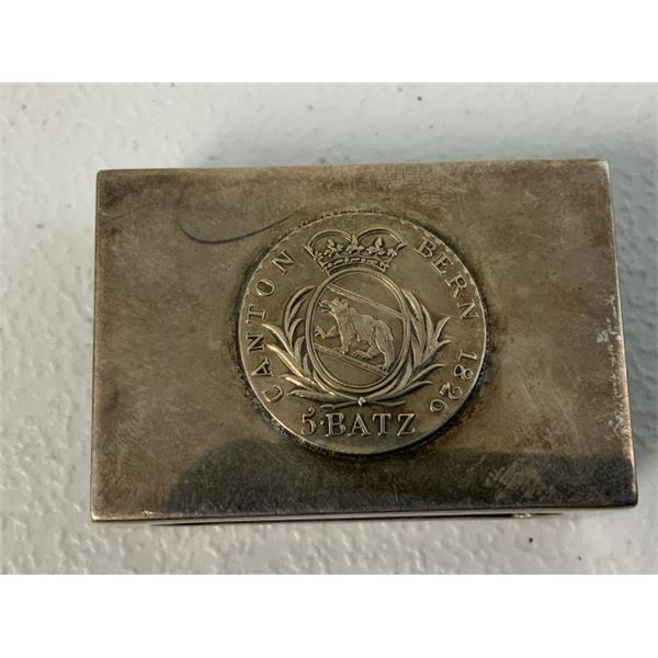 1826 SWITZERLAND SWISS CANTON SILVER COIN MATCH BOX