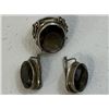 Image 1 : ANTIQUE 925 SILVER RING AND EARRING SET GYPSY STYLE EASTERN EUROPE