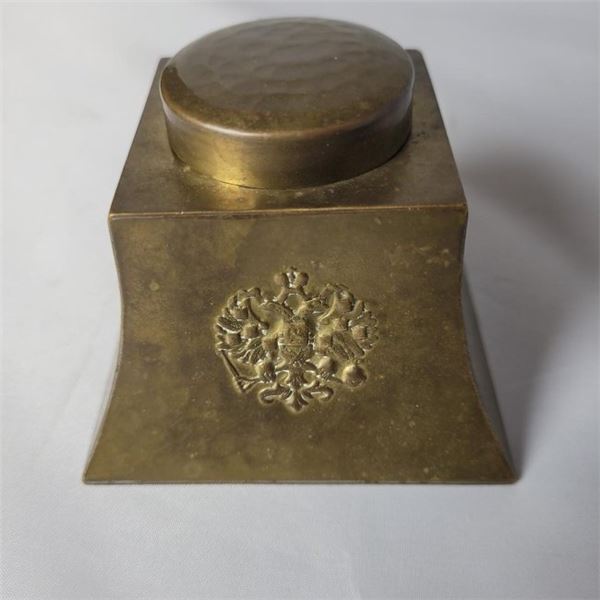 ANTIQUE IMPERIAL RUSSIAN BRASS INK WELL