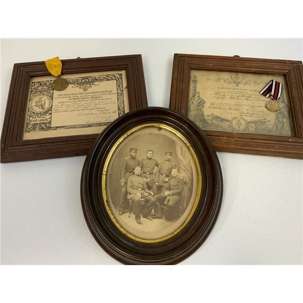 IMPERIAL GERMAN 1870-71 FRANCO PRUSSIAN WAR VETERAN RESEARCHED AWARD MEDALS WITH DOCUMENTS