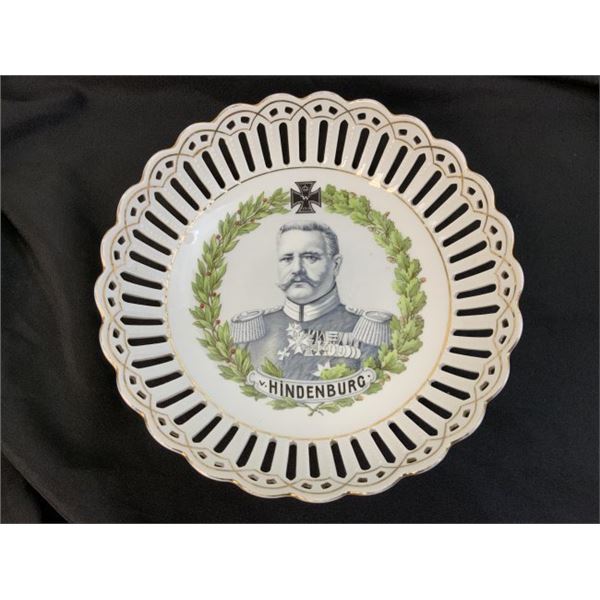 ANTIQUE WWI ERA IMPERIAL GERMAN PAUL VON HINDENBURG PORCELAIN PLATE