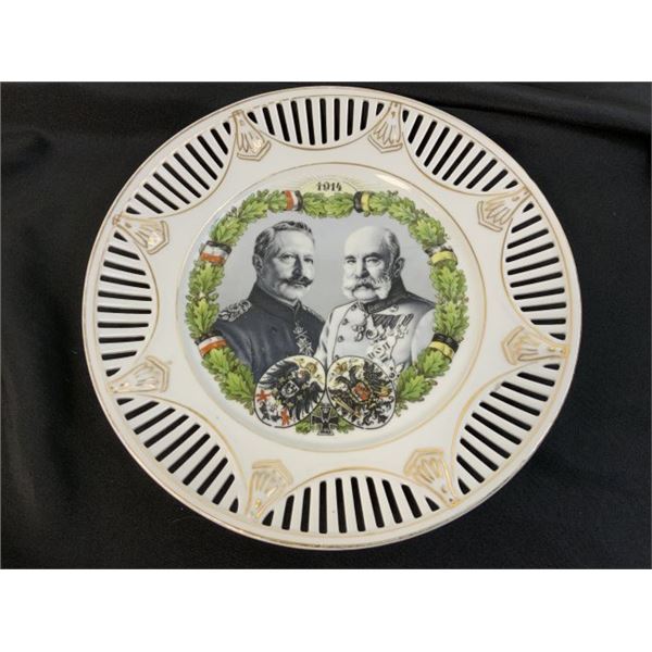ANTIQUE WWI ERA IMPERIAL GERMAN PORCELAIN PLATE AUSTRIAN AND GERMAN EMPERORS