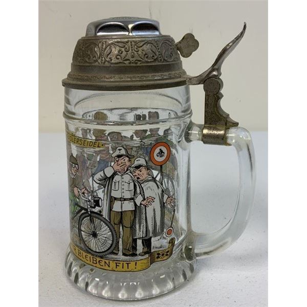 GERMANY GLASS BICYCLE CLUB BEER STEIN
