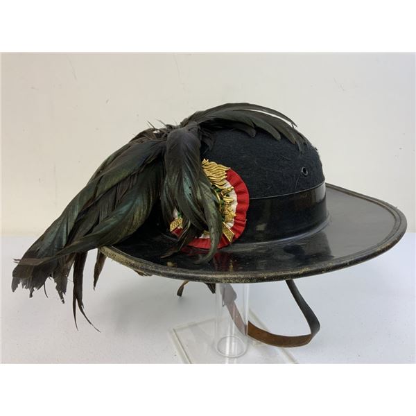 VINTAGE ITALIAN ARMY MORETTO BERSAGLIERI HAT WITH FEATHER PLUM