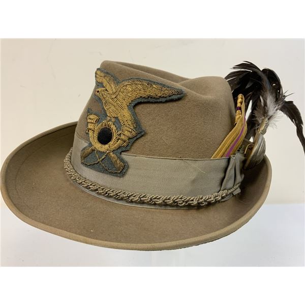WWII ROYAL ITALIAN ARMY ALPINE DIVISION OFFICER ALPINI HAT WITH FEATHER