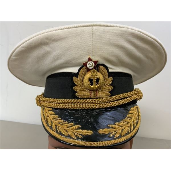 USSR SOVIET RUSSIAN NAVY ADMIRAL WHITE TOP VISOR HAT