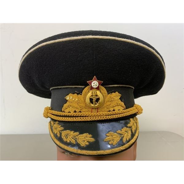 USSR SOVIET RUSSIAN NAVY ADMIRAL BLACK TOP VISOR HAT