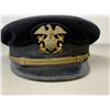 Image 1 : WWII US NAVY OFFICER BLUE VISOR CAP NAMED