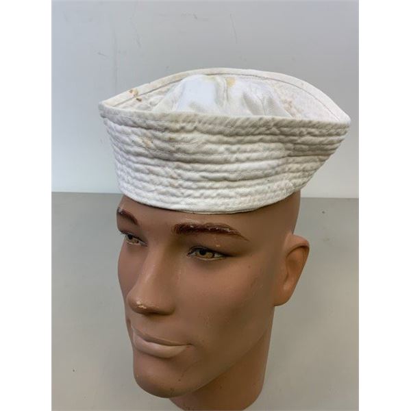 VINTAGE US NAVY "DIXIE CUP" SAILOR WHITE HAT USN