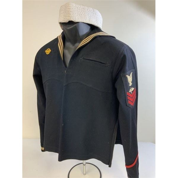 WWII US NAVY PETTY OFFICER DRESS UNIFORM JUMPER AND HAT
