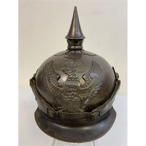 IMPERIAL GERMANY WWI CAVALRY "JAGER ZU PFERDE" LOBSTER TAIL PICKELHAUBE SPIKED METAL HELMET