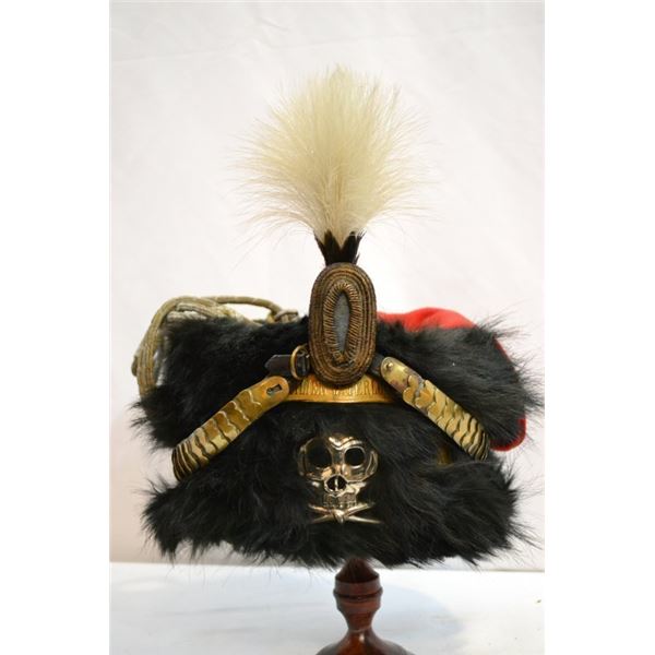 IMPERIAL GERMAN BRAUNSWICK 17TH HUSSAR BUSBY FUR HAT