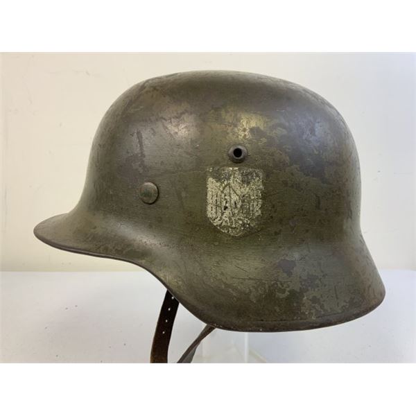 WWII GERMAN ARMY M35 DD NAMED COMBAT HELMET COMPLETE WITH LINER AND CHIN STRAP