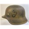Image 1 : WWII GERMAN ARMY M42 SD COMBAT NORMANDY PAINTED CAMO HELMET COMPLETE WITH LINER