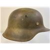 Image 3 : WWII GERMAN ARMY M42 SD COMBAT NORMANDY PAINTED CAMO HELMET COMPLETE WITH LINER