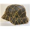 Image 1 : WWII GERMAN ARMY M35 SD COMBAT HELMET COMPLETE WITH LINER AND CAMOUFLAGE NET