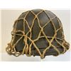 Image 2 : WWII GERMAN ARMY M35 SD COMBAT HELMET COMPLETE WITH LINER AND CAMOUFLAGE NET