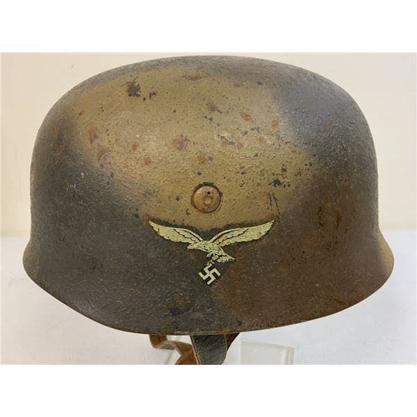 WWII GERMAN M1938 LUFTWAFFE PARATROOPER HELMET CAMOUFLAGE PAINTED