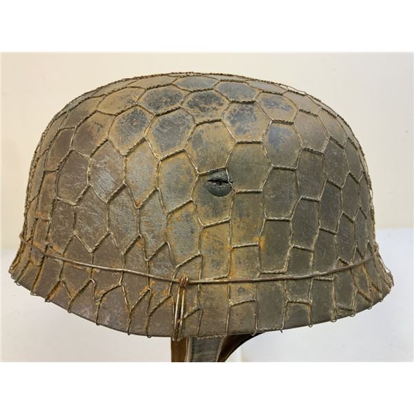 WWII GERMAN M1938 LUFTWAFFE PARATROOPER HELMET CAMOUFLAGE WIRE