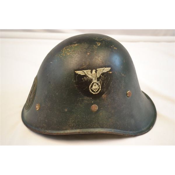 WWII DUTCH HELMET REUSED BY GERMAN RAD WITH NICE DECAL