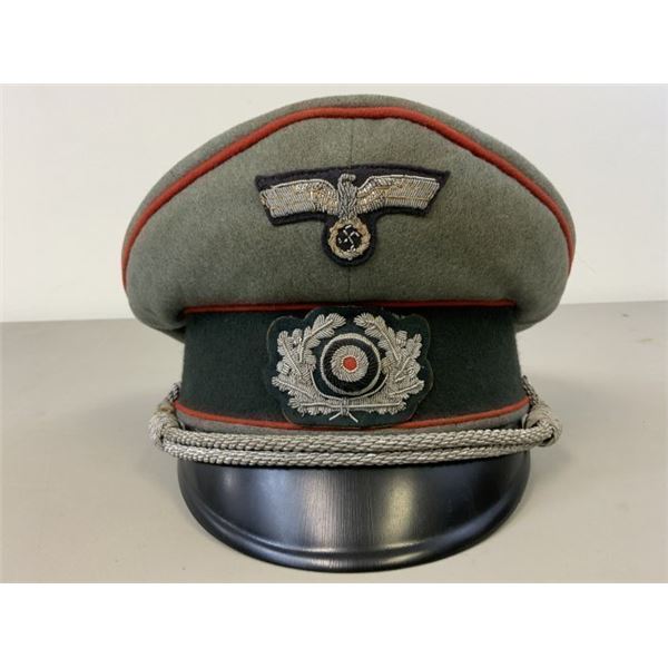 WWII GERMAN ARMY ARTILLERY OFFICER VISOR HAT CAP
