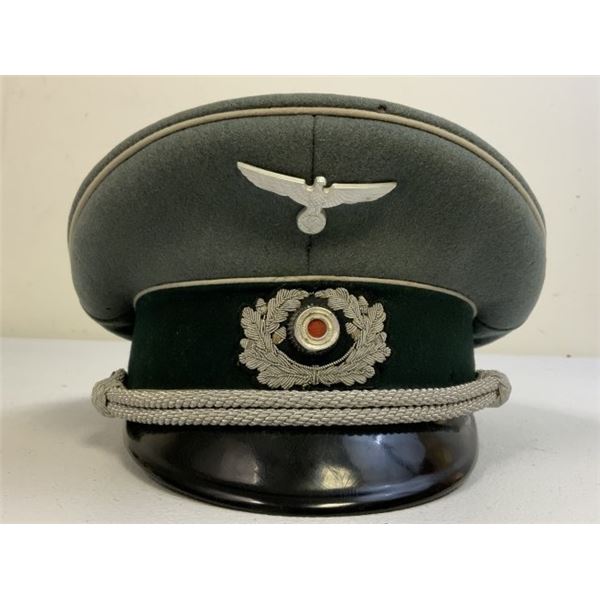 WWII GERMAN ARMY INFANTRY OFFICER VISOR HAT CAP