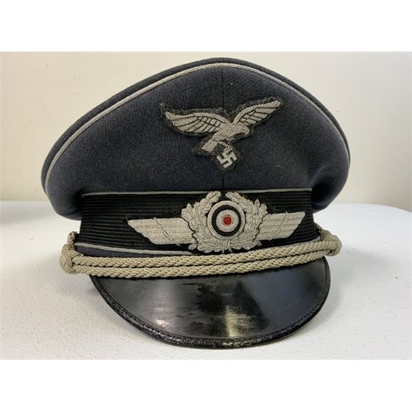 WWII GERMAN LUFTWAFFE OFFICER VISOR HAT CAP