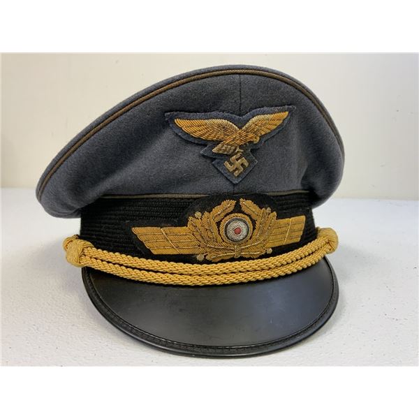 WWII GERMAN LUFTWAFFE GENERAL OFFICER VISOR HAT CAP - NAMED