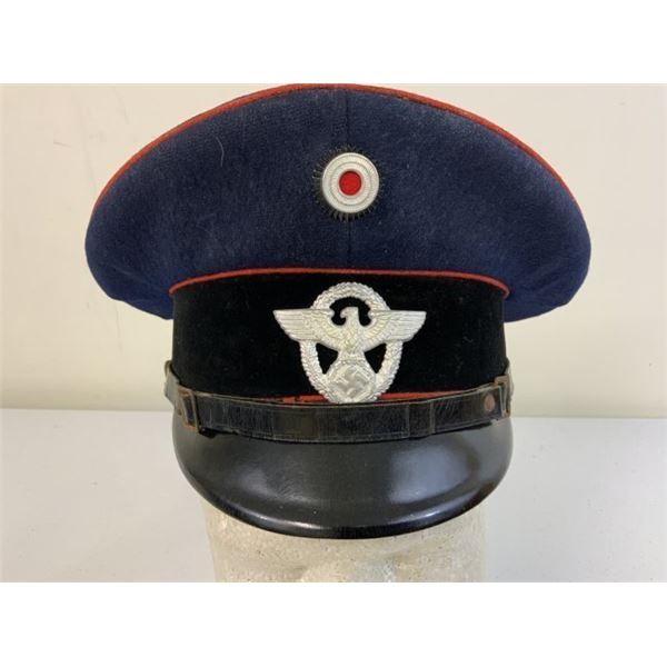 WWII GERMAN FIRE POLICE OFFICIAL VISOR HAT CAP
