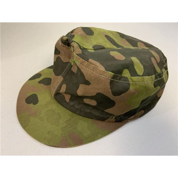 WWII GERMAN SS LATE WAR FIELD CAP MADE FROM CAMOUFLAGE MATERIAL