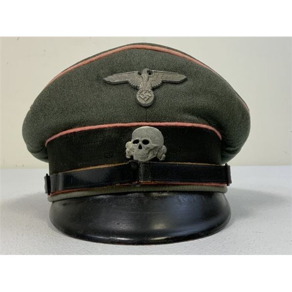WWII GERMAN WAFFEN SS PANZER NCO OFFICER'S VISOR HAT
