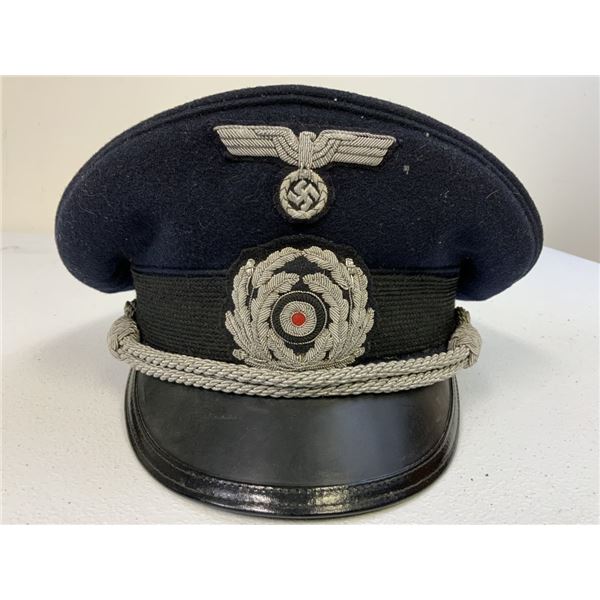 WWII GERMAN NAVY KRIEGSMARINE BLUE TOP ADMINISTRATIVE OFFICER VISOR HAT