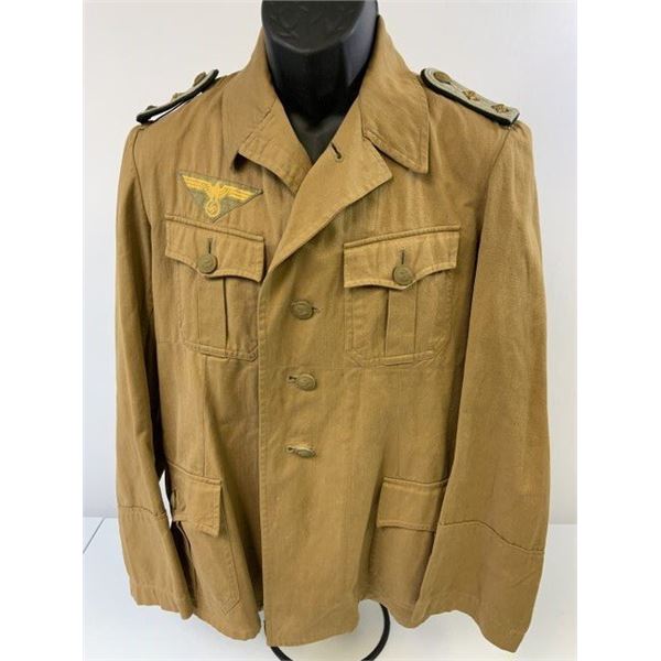 WWII GERMAN NAVY KRIEGSMARINE TROPICAL TUNIC NAMED TO U-BOAT COMMANDER GUNTER PRIEN