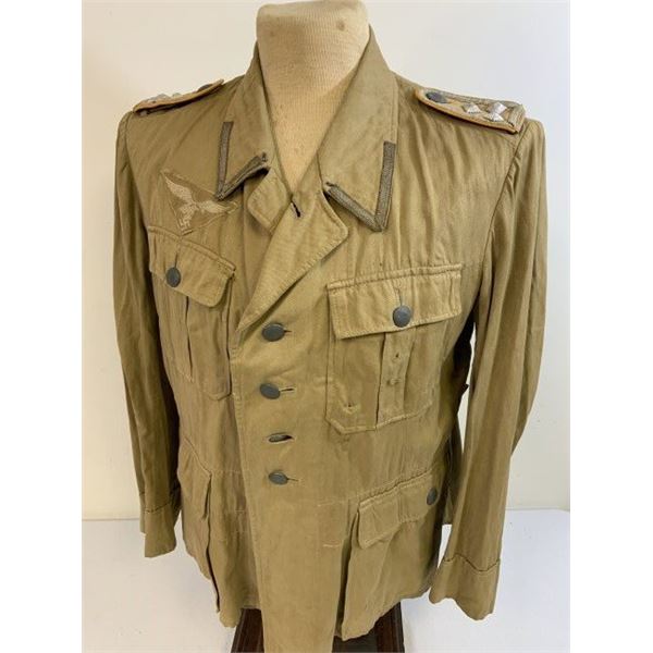 WWII GERMAN LUFTWAFFE NCO OFFICER TROPICAL AFRIKA KORPS UNIFORM TUNIC