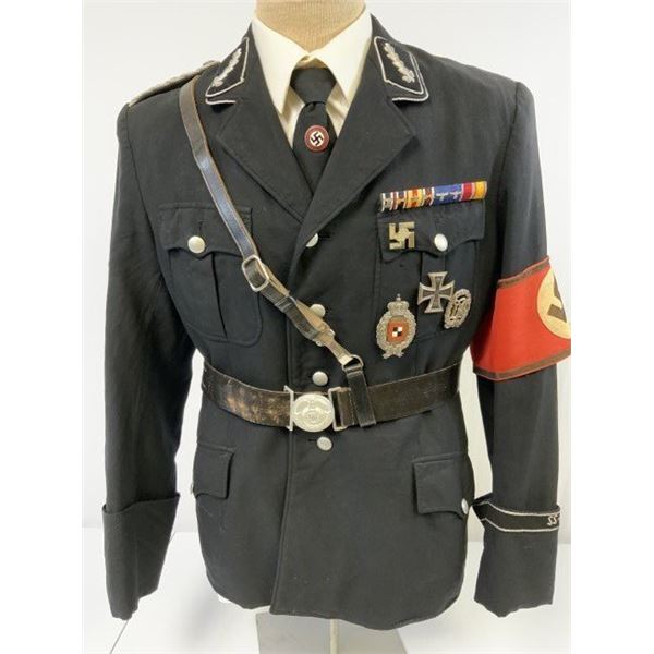 THIRD REICH ALLGEMEINE SS NAZI GERMAN BLACK SERVICE OFFICER'S UNIFORM TUNIC