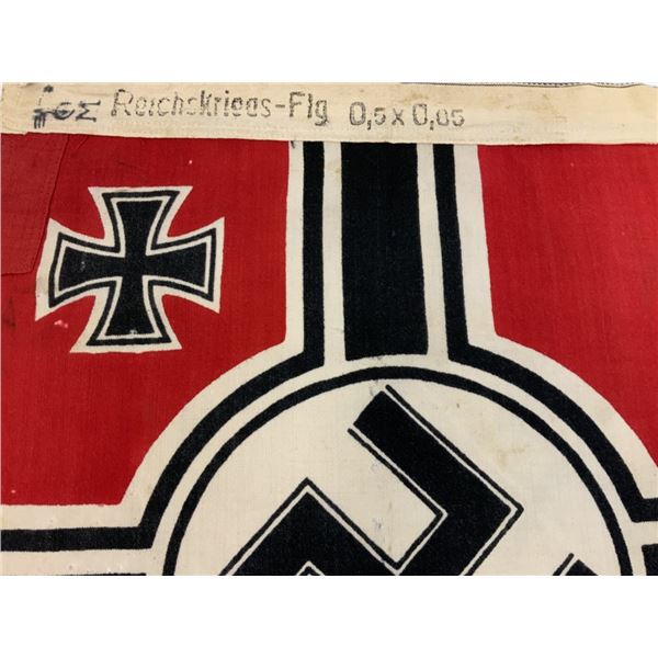 WWII GERMAN NAVY U-BOAT SIZE KRIEGSMARINE BATTLESHIP FLAG TORN IN A HALF