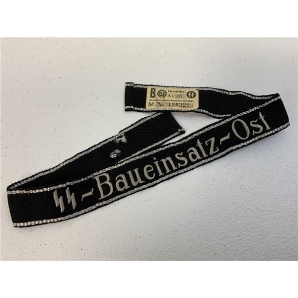 WWII GERMAN WAFFEN SS "SS BAUEINSATZ-OST"  CUFFTITLE - VERY RARE