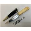 Image 2 : VINTAGE GERMAN HUNTING KNIFE AND FORK  BY ANTON WINGEN IN LEATHER SHEET