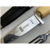 Image 3 : VINTAGE GERMAN HUNTING KNIFE AND FORK  BY ANTON WINGEN IN LEATHER SHEET