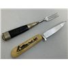 Image 8 : VINTAGE GERMAN HUNTING KNIFE AND FORK  BY ANTON WINGEN IN LEATHER SHEET