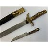 Image 2 : ANTIQUE GERMAN LARGE HUNTING DAGGER SHORT SWORD HIRSCHFANGER WITH ETCHED BLADE