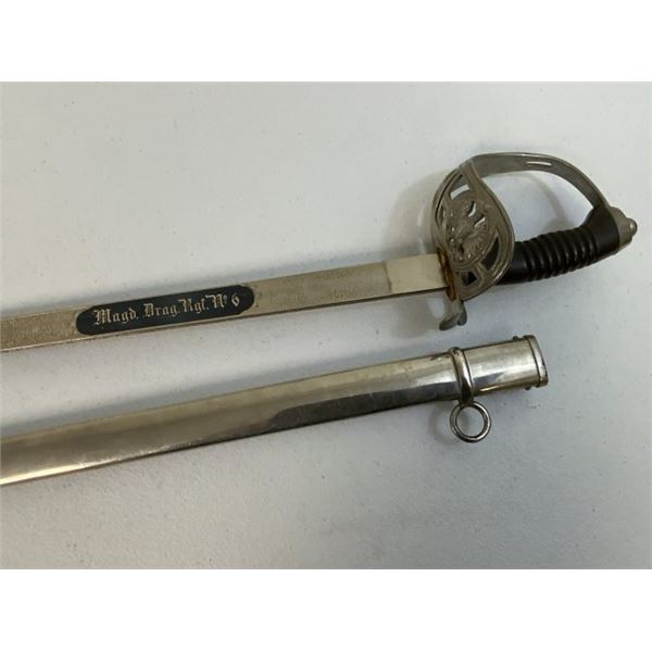 IMPERIAL GERMANY PRUSSIAN CAVALRY OFFICER SWORD ETCHED BLUED DRAGOON REGIMENT N 6