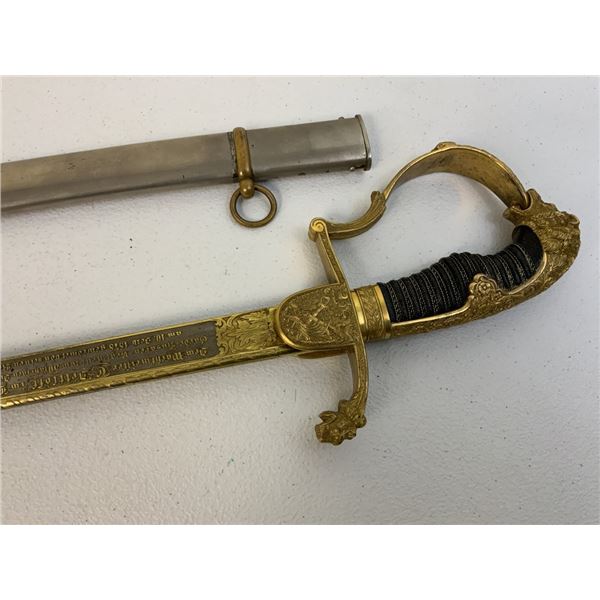 IMPERIAL GERMANY DAMASCUS BLADE PRUSSIAN OFFICER PRESENTATION SWORD NAMED