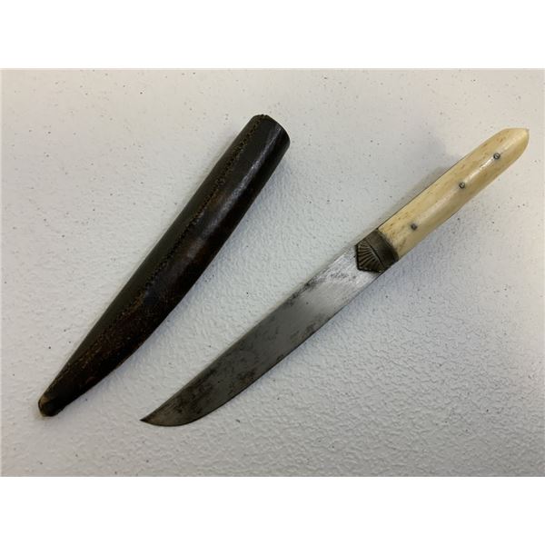 ANTIQUE PERSIAN TURKISH ISLAMIC SMALL DAGGER KNIFE WITH LEATHER SHEATH