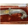 Image 2 : ANTIQUE INDO PERSIAN DAMASCUS STEEL BLADE HORSE HEAD GRIP DAGGER IN THE BOX