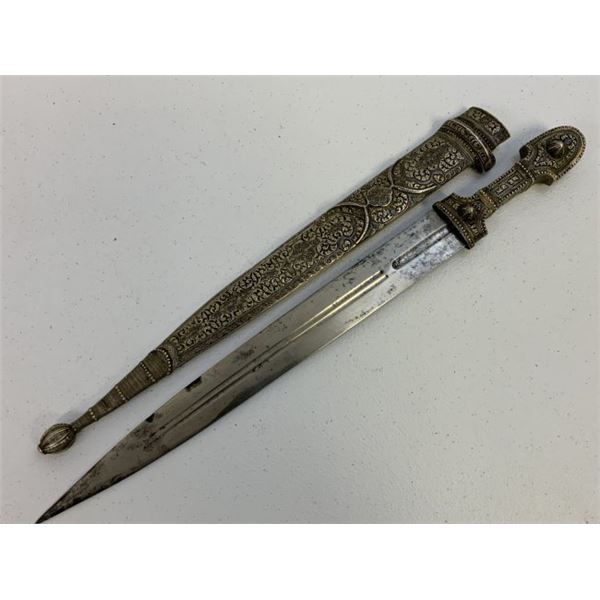 ANTIQUE IMPERIAL RUSSIAN COSSACK CAUCASIAN SILVER KINJAL DAGGER