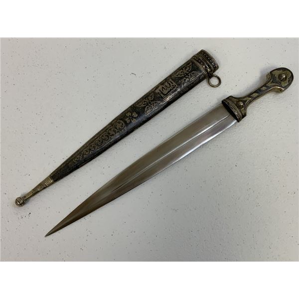 ANTIQUE CAUCASIAN SILVER KINJAL DAGGER