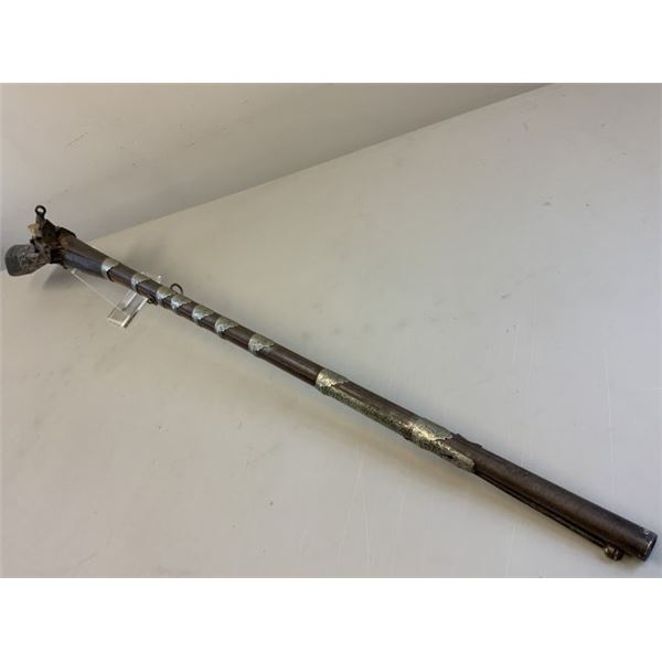 OTTOMAN TURKISH FINE SILVER ANTIQUE SHISHANA RIFLE 18th CENTURY DAMASCUS BARREL